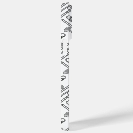 Coques Case-Mate iPhone Crosshatch gris Trombone Motif blanc (Verso / Droite)