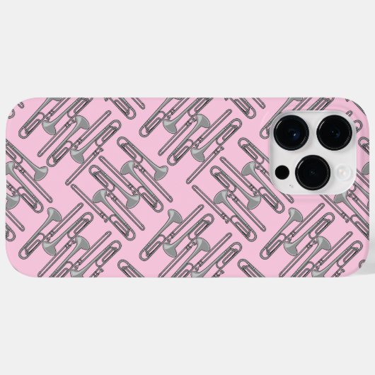 Coques Case-Mate iPhone Crosshatch gris Trombone Motif rose (Verso (horizontal))
