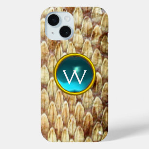 COQUE POUR iPhone 15 CROTALUS ACQUA BLEU GEM MONOGRAMME