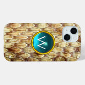COQUES Case-Mate iPhone CROTALUS ACQUA BLEU GEM MONOGRAMME (Verso (horizontal))