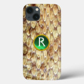 Coques Case-Mate iPhone CROTALUS Imprimé Serpent Peau vert Gem Monogramme (Verso)