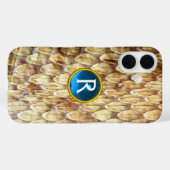 Coques Case-Mate iPhone CROTALUS Peau de serpent bleu Gem Monogramme (Verso (horizontal))
