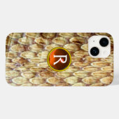 Coques Case-Mate iPhone CROTALUS Peau de serpent imprimé Orange Gem Monogr (Verso (horizontal))