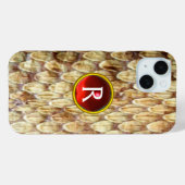 Coques Case-Mate iPhone CROTALUS Peau de serpent rouge Gem Monogramme (Verso (horizontal))