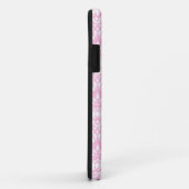 Coques Case-Mate iPhone Crow et coeur sur damas rose (Dos/Droite)