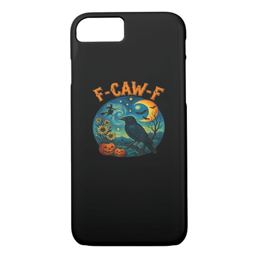Coques Case-Mate iPhone Crow Raven F-Caw-F Funny Halloween Gothic Checkere (Dos)