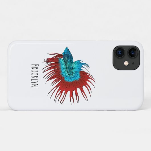 Coques Case-Mate iPhone Crowntail betta fish dessin animé (Dos (Horizontal))