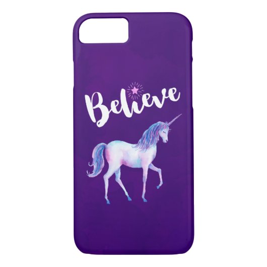 Coques Case-Mate iPhone Croyez avec Unicorn dans les aquarelles pastel (Dos)