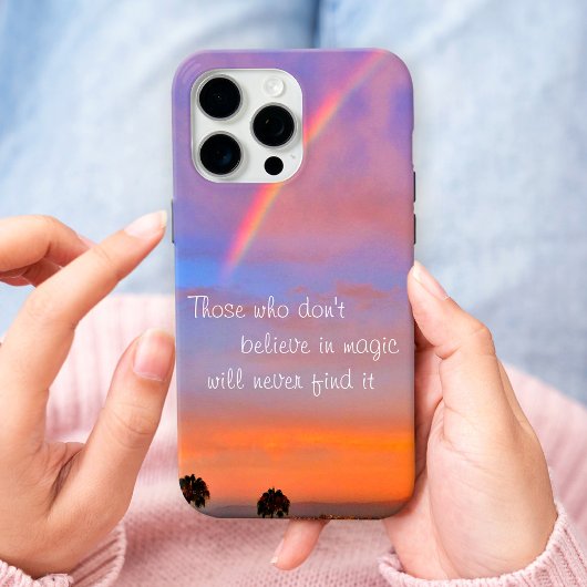 Coques Case-Mate iPhone Croyez en la citation magique Script Rainbow Sunse