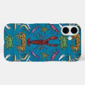Coques Case-Mate iPhone crustacés de cornwall damas pop bleu (Verso (horizontal))