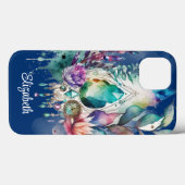 Coques Case-Mate iPhone Crystals de Boho Dreamcatcher Navy (Verso (horizontal))