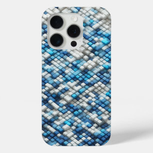Coque iPhone 15 Pro Cube 3D Moderne Abstrait avec Ondulation Bleue