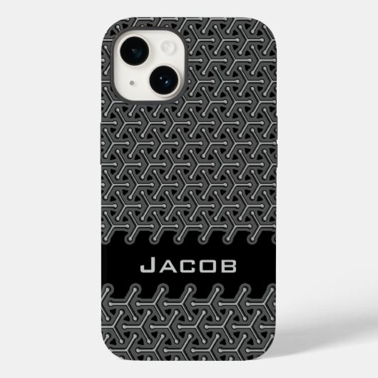 Coques Case-Mate iPhone Cube acier gris noir motif nom personnalisé (Verso)