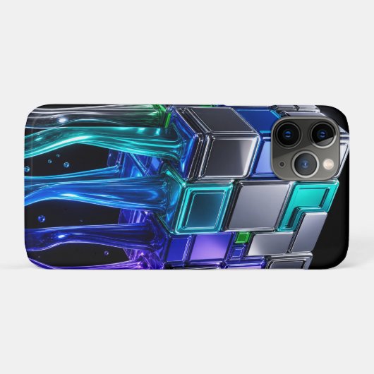 Coques Case-Mate iPhone Cube de puzzle chrome futuriste  (Dos (Horizontal))
