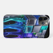 Coques Case-Mate iPhone Cube de puzzle chromé futuriste (Dos (Horizontal))