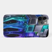 Coques Case-Mate iPhone Cube de puzzle chromé futuriste (Dos (Horizontal))