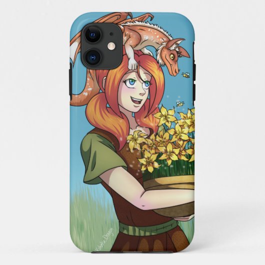 Coques Case-Mate iPhone Cueillir des fleurs avec un dragon (Dos)