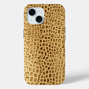 Coque Pour iPhone 15 cuir alligator sauvage peau de crocodile