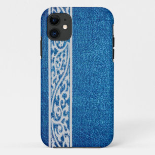 Coques Pour iPhone Cuir bleu moderne