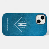 Coques Case-Mate iPhone Cuir bleu monogramme (Verso (horizontal))