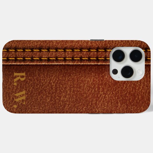 Coques Case-Mate iPhone Cuir Brown Comme Monogramme (Verso (horizontal))