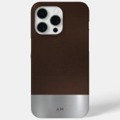 Coques Case-Mate iPhone Cuir Brown élégant et apparence de métal brossé mo (Verso)