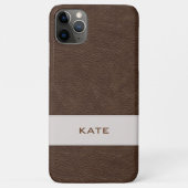 Coques Case-Mate iPhone Cuir Brown Faux personnalisé (Dos)