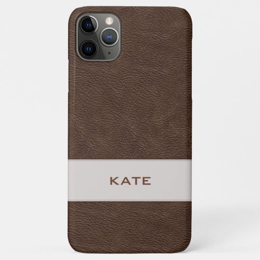 Coques Case-Mate iPhone Cuir Brown Faux personnalisé (Dos)