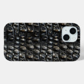 Coques Case-Mate iPhone Cuir de crocodile noir (Verso (horizontal))