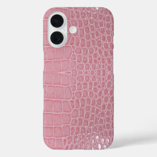 Coques iPhone 16 Cuir de crocodile rose esthétique