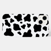 Coques Case-Mate iPhone Cuir de vache faux noir et blanc chic (Verso (horizontal))