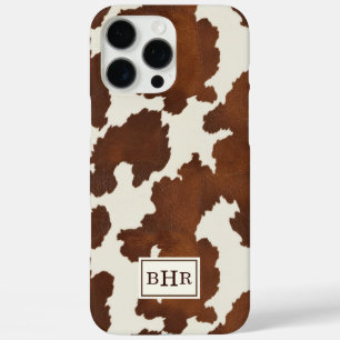Coques iPhone 16 Pro Max Cuir de vache marron monogrammé