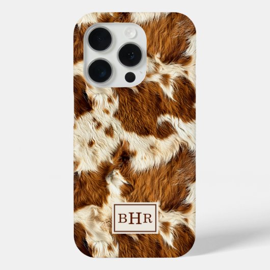 Coques Case-Mate iPhone Cuir de vache marron tacheté monogrammé (Verso)