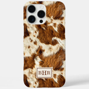 Coques iPhone 16 Pro Max Cuir de vache marron tacheté monogrammé