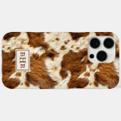 Coques Case-Mate iPhone Cuir de vache marron tacheté monogrammé (Verso (horizontal))