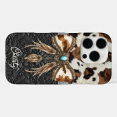 Coques Case-Mate iPhone Cuir de vache noir Bijou Nœud (Verso (horizontal))