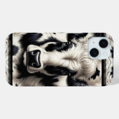 Coques Case-Mate iPhone Cuir de vache noir et blanc Aspect fourrure peluch (Verso (horizontal))