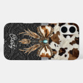 Coques Case-Mate iPhone Cuir de vache noir Jewel Bow (Verso (horizontal))