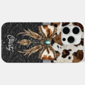 Coques Case-Mate iPhone Cuir de vache noir Jewel Bow (Verso (horizontal))