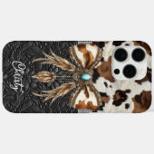 Coques Case-Mate iPhone Cuir de vache noir Jewel Bow (Verso (horizontal))