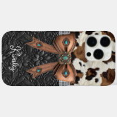 Coques Case-Mate iPhone Cuir de vache noir orné d'un nœud (Verso (horizontal))