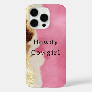 Coques iPhone 16 Pro Cuir de vachette Western Rose Crème Or