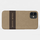 Coques Case-Mate iPhone Cuir Faux Beige Personnalisé (Dos (Horizontal))