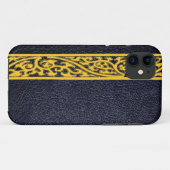 Coques Case-Mate iPhone Cuir jaune moderne noir (Dos (Horizontal))