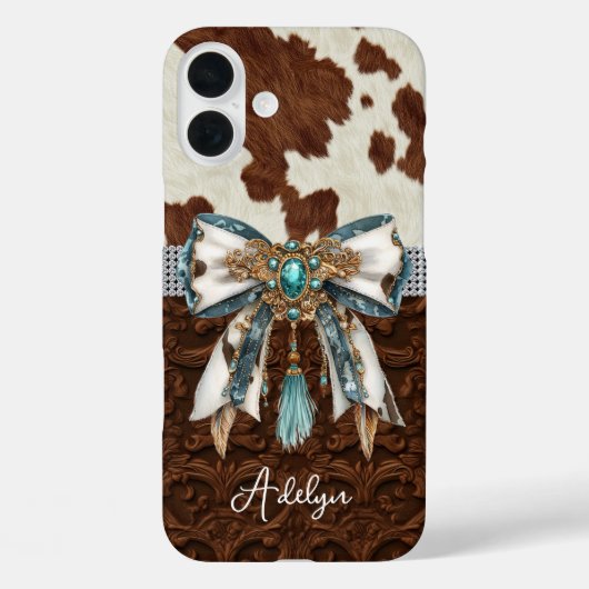 Coques Case-Mate iPhone Cuir Marron Cuir de Vache Orné d'un Nœud (Verso)