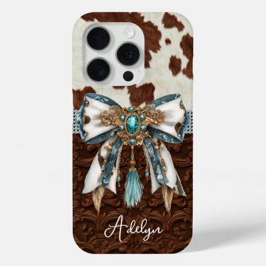 Coques Case-Mate iPhone Cuir Marron Cuir de Vache Orné d'un Nœud (Verso)