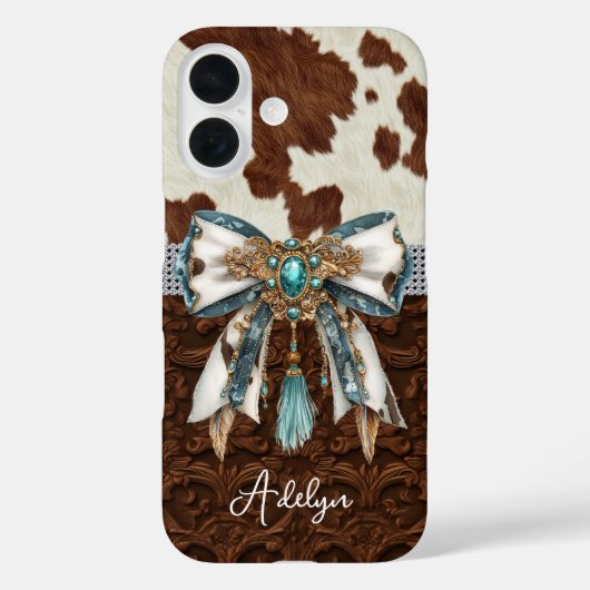 Coques Case-Mate iPhone Cuir Marron Cuir de Vache Orné d'un Nœud (Verso)