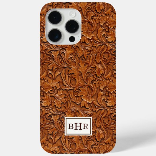Coques Case-Mate iPhone Cuir Monogrammé Brun Outilé (Verso)
