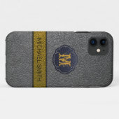Coques Case-Mate iPhone Cuir or et gris (Dos (Horizontal))