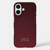Coques Case-Mate iPhone Cuir synthétique bordeaux et initiales monogrammée (Verso)